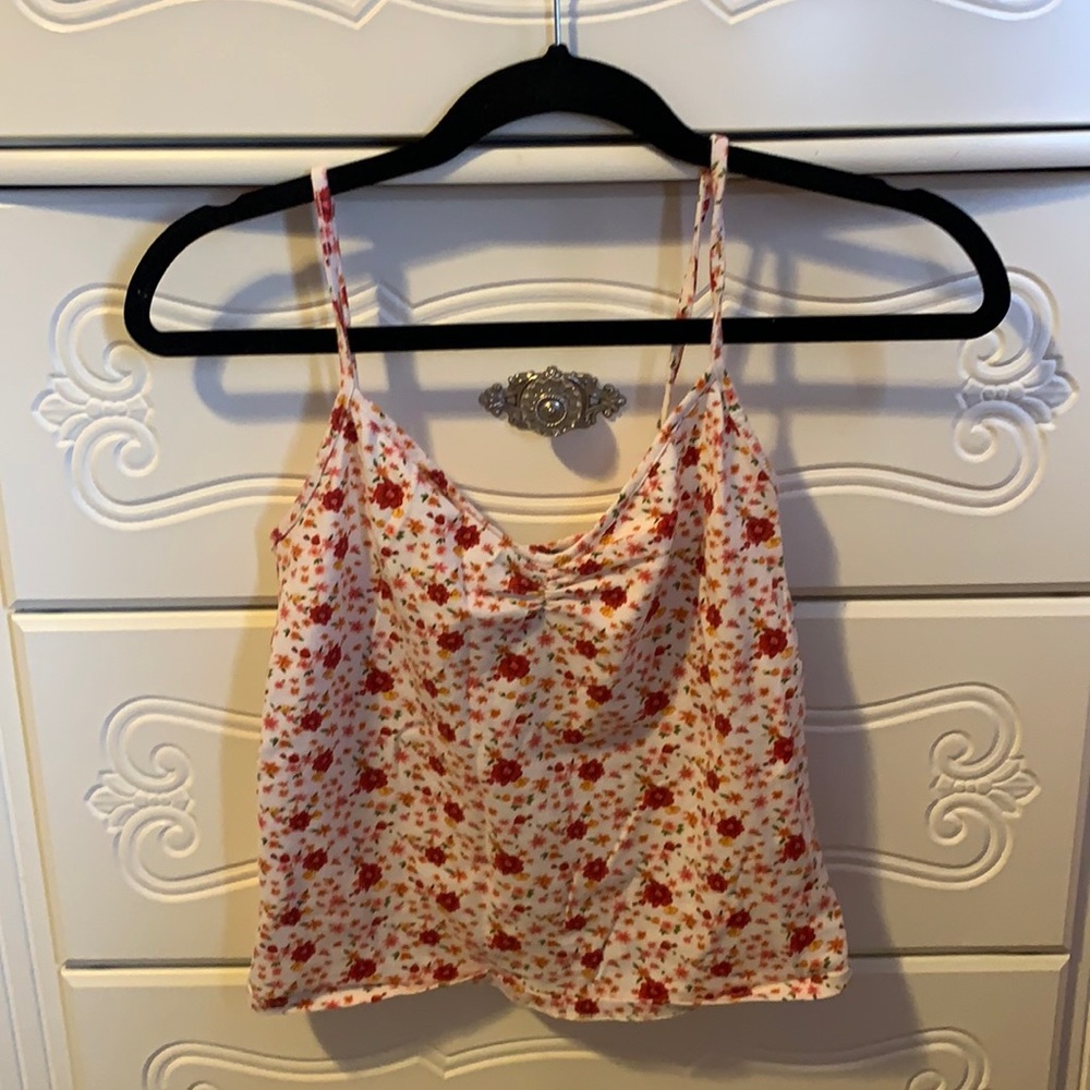 Floral camisole with ribbed middle